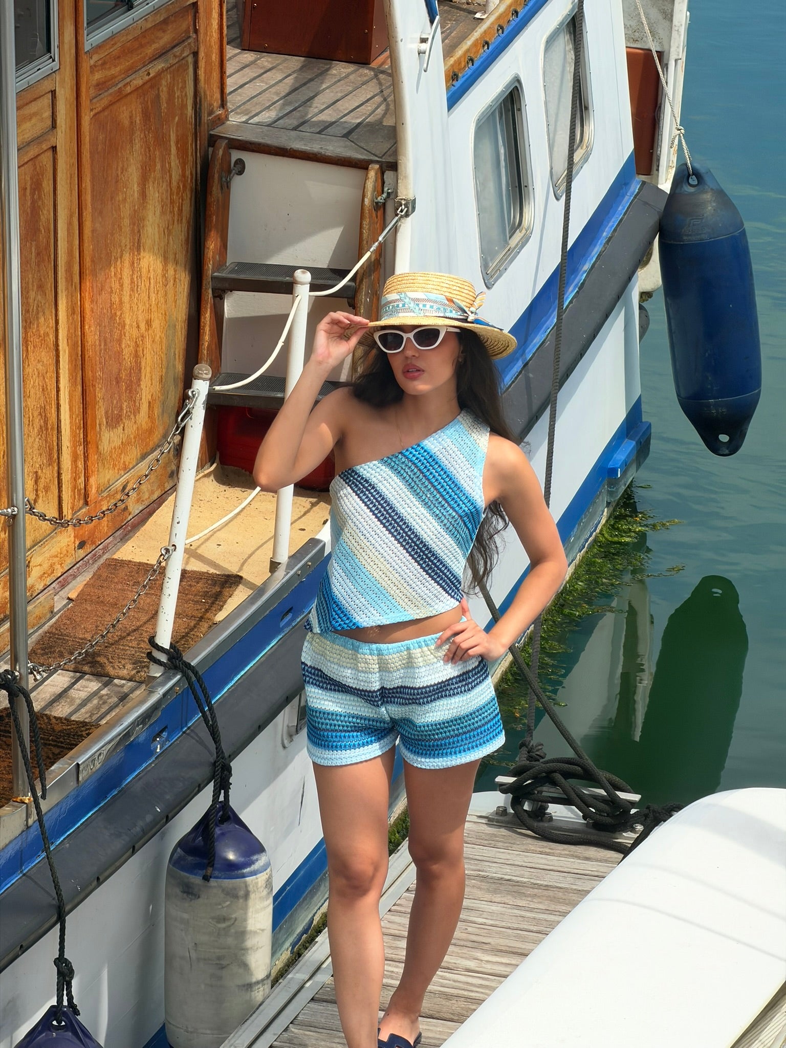Blue One-Shoulder Matching Set